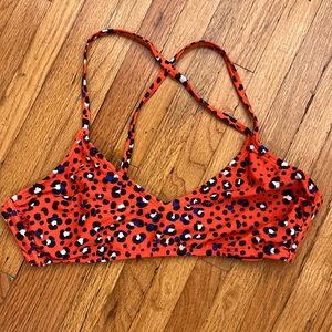 Red animal print bikini top